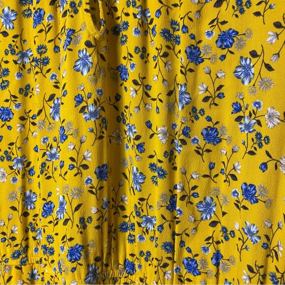 Old Navy Yellow and Blue Long Sleeve Sundress XL ditsy print autumn modest - Picture 3 of 10